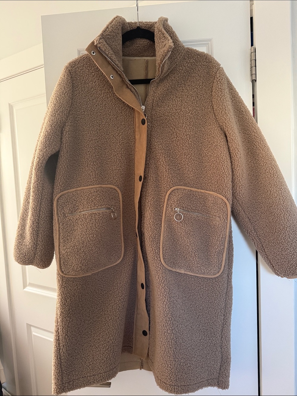 Cozy Women's Teddy Fleece Coat - Camel